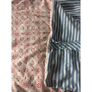 Pioneer Woman Reversible Full/Queen Size Cotton Duvet Red White Blue Button Up